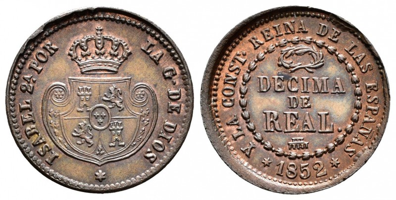 Isabel II (1833-1868). Décima de real. 1852. Segovia. (Cal-583). Ae. 3,93 g. Bon...