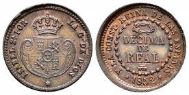 Isabel II (1833-1868). Décima de real. 1852. Segovia. (Cal-583). Ae. 3,93 g. Bonito color. EBC+. Est...35,00.