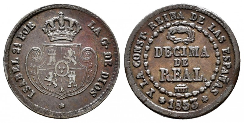 Isabel II (1833-1868). Décima de real. 1853. Segovia. (Cal-584). Ae. 3,92 g. MBC...