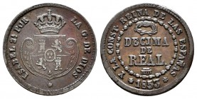 Isabel II (1833-1868). Décima de real. 1853. Segovia. (Cal-584). Ae. 3,92 g. MBC-. Est...18,00.