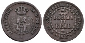 Isabel II (1833-1868). Décima de real. 1853. Segovia. (Cal-584). Ae. 3,31 g. MBC-. Est...15,00.