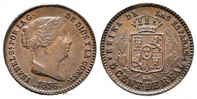 Isabel II (1833-1868). 5 céntimos de real. 1856. Segovia. (Cal-6113). Ae. 2,01 g. EBC-. Est...40,00.