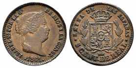 Isabel II (1833-1868). 5 céntimos de real. 1861. Segovia. (Cal-618). Ae. 1,88 g. MBC+. Est...25,00.