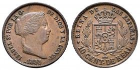 Isabel II (1833-1868). 10 céntimos de real. 1855. Segovia. (Cal-601). Ae. 4,01 g. EBC. Est...50,00.