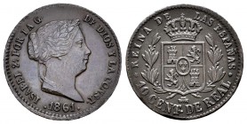 Isabel II (1833-1868). 10 céntimos de real. 1861. Segovia. (Cal-607). Ae. 3,71 g. MBC+/EBC-. Est...35,00.