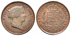 Isabel II (1833-1868). 10 céntimos de real. 1863. Segovia. (Cal-609). Ae. 3,64 g. EBC. Est...50,00.