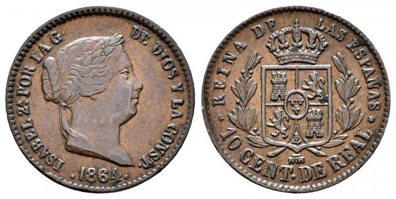 Isabel II (1833-1868). 10 céntimos de real. 1864. Segovia. (Cal-610). Ae. 3,92 g...