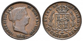 Isabel II (1833-1868). 10 céntimos de real. 1864. Segovia. (Cal-610). Ae. 3,92 g. MBC+. Est...25,00.