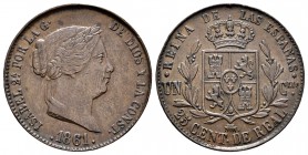 Isabel II (1833-1868). 25 céntimos de real. 1861. Segovia. (Cal-596). Ae. 9,43 g. EBC-/MBC+. Est...35,00.