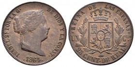 Isabel II (1833-1868). 25 céntimos de real. 1864. Segovia. (Cal-599). Ae. 9,32 g. MBC+. Est...30,00.