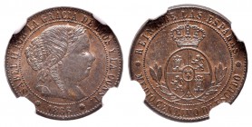 Isabel II (1833-1868). 1/2 céntimo de escudo. 1866. Barcelona. OM. (Cal-669). Ae. Encapsulada por NGC como MS 65 BN. Ex colección Elariz. Est...90,00....