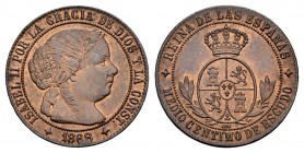 Isabel II (1833-1868). 1/2 céntimos de escudo. 1868. Jubia. OM. (Cal-674). Ae. 1,26 g. Brillo original. EBC+/SC-. Est...30,00.