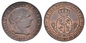 Isabel II (1833-1868). 1/2 céntimos de escudo. 1866. Segovia. OM. (Cal-676). Ae. 1,29 g. EBC+. Est...40,00.