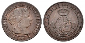 Isabel II (1833-1868). 1/2 céntimos de escudo. 1867. Segovia. OM. (Cal-647). Ae. 1,26 g. EBC-. Est...30,00.