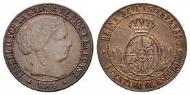 Isabel II (1833-1868). 1 céntimo de escudo. 1866. Segovia. OM. (Cal-663). Ae. 2,42 g. MBC+. Est...18,00.