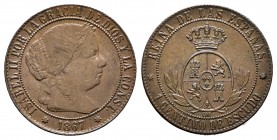 Isabel II (1833-1868). 1 céntimo de escudo. 1867. Sevilla. OM. (Cal-666). Ae. 2,51 g. EBC. Est...35,00.