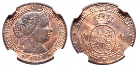 Isabel II (1833-1868). 1 céntimo de escudo. 1868. Sevilla. OM. (Cal-667). Ae. Encapsulada por NGC como MS 63 RB. Ex colección Elariz. Est...90,00.