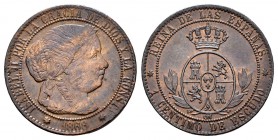Isabel II (1833-1868). 1 céntimo de escudo. 1868. Sevilla. OM. (Cal-667). Ae. 2,45 g. EBC-. Est...20,00.