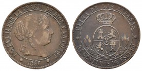 Isabel II (1833-1868). 2 1/2 céntimos de escudo. 1866. Barcelona. OM. (Cal-639). Ae. 6,24 g. MBC+. Est...25,00.
