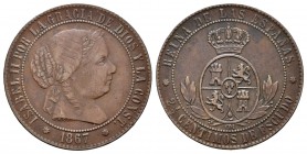 Isabel II (1833-1868). 2 1/2 céntimos de escudo. 1867. Barcelona. OM. (Cal-640). Ae. 6,42 g. MBC+/EBC-. Est...25,00.