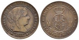 Isabel II (1833-1868). 2 1/2 céntimos de escudo. 1868. Barcelona. OM. (Cal-641). Ae. 6,42 g. EBC-. Est...25,00.