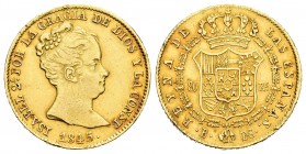 Isabel II (1833-1868). 80 reales. 1845. Barcelona. PS. (Cal-63). Au. 6,73 g. Golpecitos en el canto. MBC+. Est...210,00.