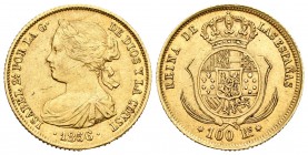 Isabel II (1833-1868). 100 reales. 1856. Madrid. (Cal-21). Au. 8,36 g. MBC+/EBC-. Est...260,00.