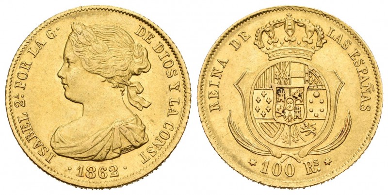 Isabel II (1833-1868). 100 reales. 1862. Madrid. (Cal-27). Au. 8,35 g. EBC. Est....