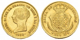 Isabel II (1833-1868). 100 reales. 1854. Sevilla. (Cal-32). Au. 8,37 g. EBC+. Est...350,00.