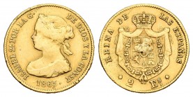 Isabel II (1833-1868). 2 escudos. 1865. Madrid. (Cal-122). Au. 1,63 g. Soldadura en reverso. MBC-. Est...65,00.
