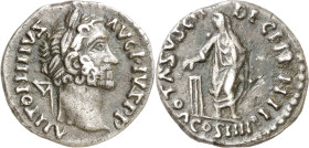 (158-159 d.C). Antonino pío. Denario. (Spink. 4140) (S. 1117) (RIC. 293, nota). Imitación bárbara. Rara. 2,94 g. MBC+.