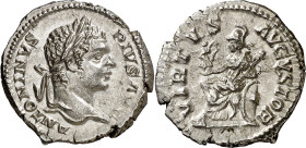 (207 d.C.). Caracalla. Denario. (Spink 6905) (S. 672) (RIC. 176). 3,39 g. EBC/EBC-.
