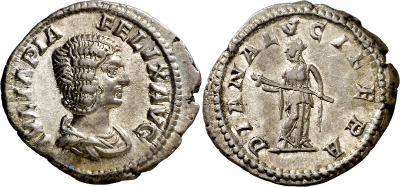 (214 d.C.). Julia Domna. Denario. (Spink 7100) (S. 32) (RIC. 373A, de Caracalla)...