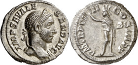 (230 d.C.). Alejandro Severo. Denario. (Spink 7910 var) (S. 391a) (RIC. 102). 3,84 g. EBC+.