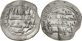 Emirato. AH 237. Abd al-Rahman II. Al Andalus. Dirhem. (V. 214) (Fro. 24). Estuvo doblada. Ex Áureo 17/12/2003, nº 3476. 2,60 g. (MBC+).