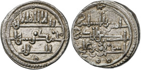 Almorávides. Ishaq. Quirate. (V. 1895 var) (Hazard 1040) (FBM. E5). Leve doble acuñación en reverso. 0,93 g. EBC-.