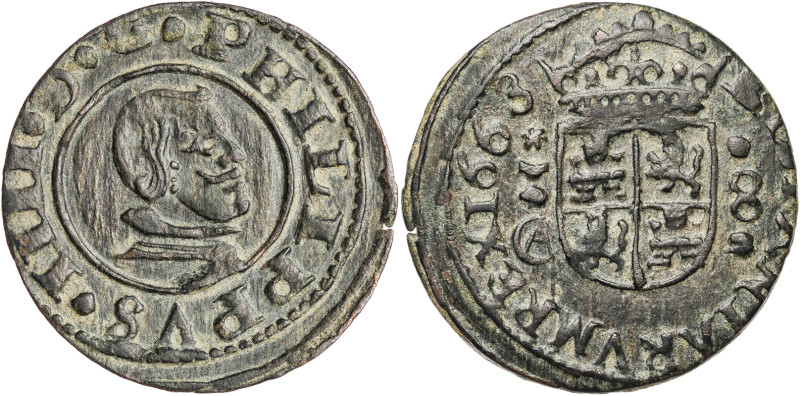 1663. Felipe IV. Cuenca. 8 maravedís. (AC. 331). 2,05 g. MBC+.