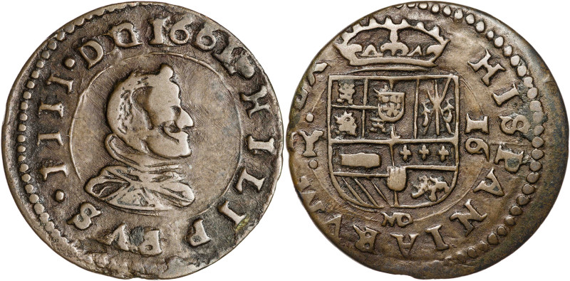 1661. Felipe IV. MD (Madrid). Y. 16 maravedís. (AC. 467). 3,99 g. MBC-.