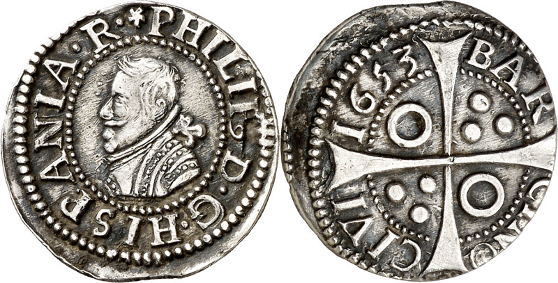 1653. Felipe IV. Barcelona. 1 croat. (AC. 667). Buen ejemplar. 2,95 g. MBC+.