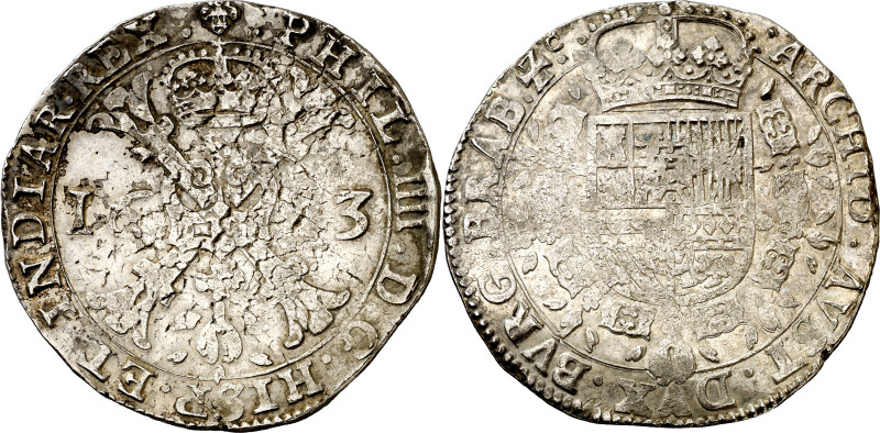 1643. Felipe IV. Bruselas. 1 patagón. (Vanhoudt 645.BS). 27,81 g. MBC-.