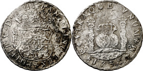 1739. Felipe V. México. MF. 8 reales. (AC. 1453). Columnario. Oxidaciones limpiadas. 24,23 g. BC.