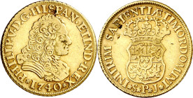 1740. Felipe V. Sevilla. PJ. 2 escudos. (AC. 1993). Rara. 6,66 g. MBC.