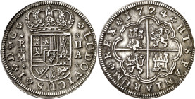 1724. Luis I. Madrid. A. 2 reales. (AC. 20). 5,61 g. EBC-.