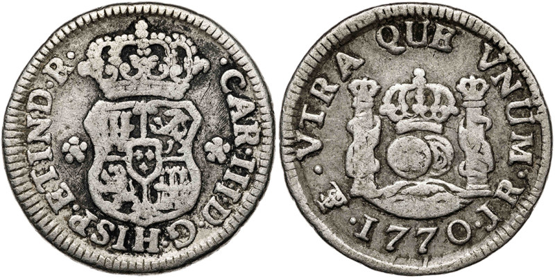 1770. Carlos III. Potosí. JR. 1/2 real. (AC. 237). Columnario. Escasa. 1,58 g. B...