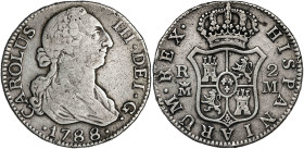 1788. Carlos III. Madrid. M. 2 reales. (AC. 640). Único año de este ensayador. 5,89 g. BC+.