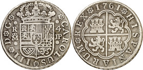 1761. Carlos III. Madrid. JP. 4 reales. (AC. 853). 14,56 g. MBC-.