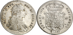 1750. Carlos III. Nápoles. DeG/R. 1 piastra (120 grana). (MIR. 337/1) (KM. 162). 24,79 g. MBC-/MBC.