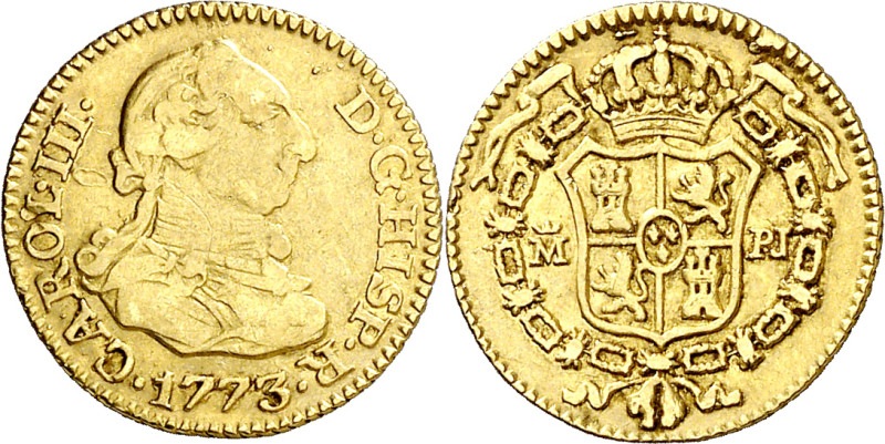 1773. Carlos III. Madrid. PJ. 1/2 escudo. (AC. 1258). Golpecito y rayitas. 1,75 ...