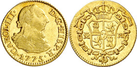 1775. Carlos III. Madrid. PJ. 1/2 escudo. (AC. 1262). Parte de brillo original. 1,75 g. MBC/EBC-.