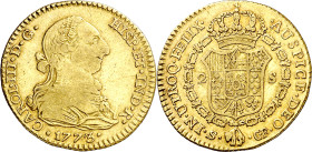 1773. Carlos III. Sevilla. CF. 2 escudos. (AC. 1726). 6,66 g. MBC-/MBC.